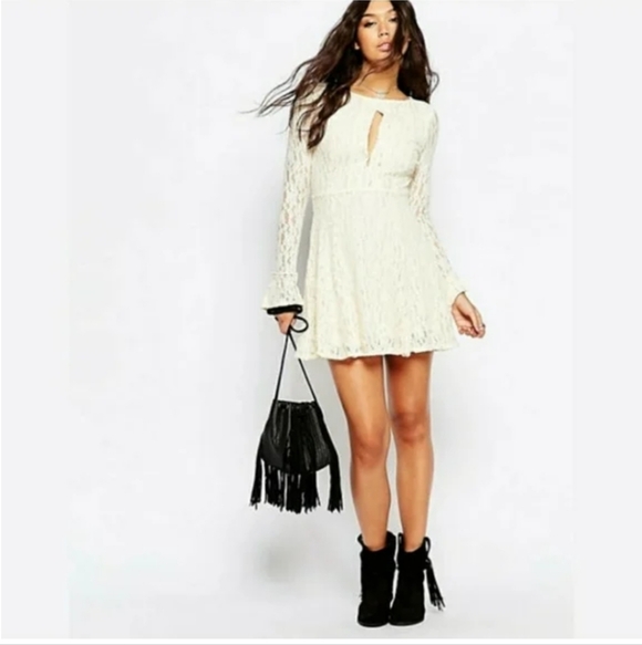 Free People Teen Witch Lace Keyhole Mini Dress NWT Womens XS - Picture 2 of 2